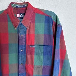 90s Chaps Ralph Lauren Mens Vintage Plaid Button Down Shirt Red Green Blue M